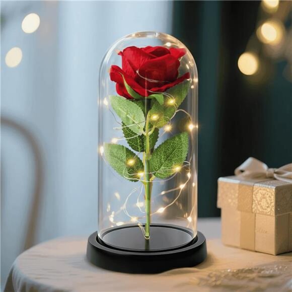 Other - Forever Rose Red Roses with LED Lights, Eternal Flowers Flores Mothers